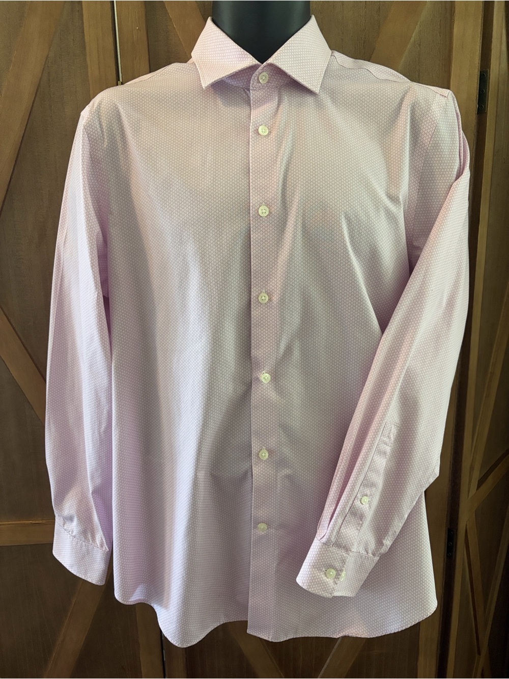 MICHAEL KORS Slim Fit Non-Iron Dress Shirt Pink Purple Geometric SIZE 16 32/33